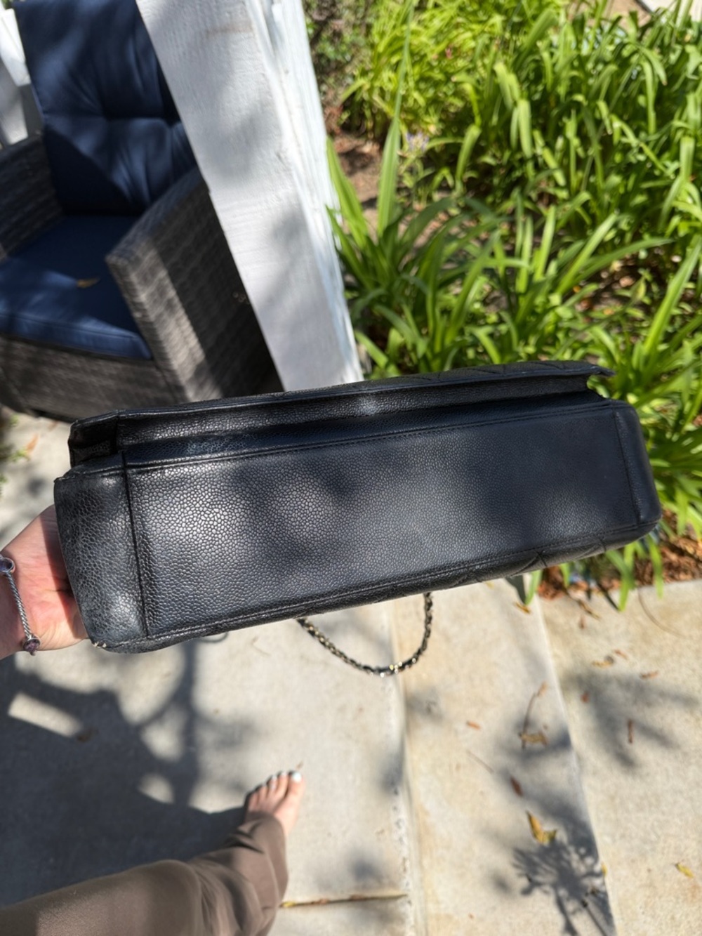 CHANEL Black Quilted Leather Shoulder Tote with Gold Chain - Picture 6 of 17